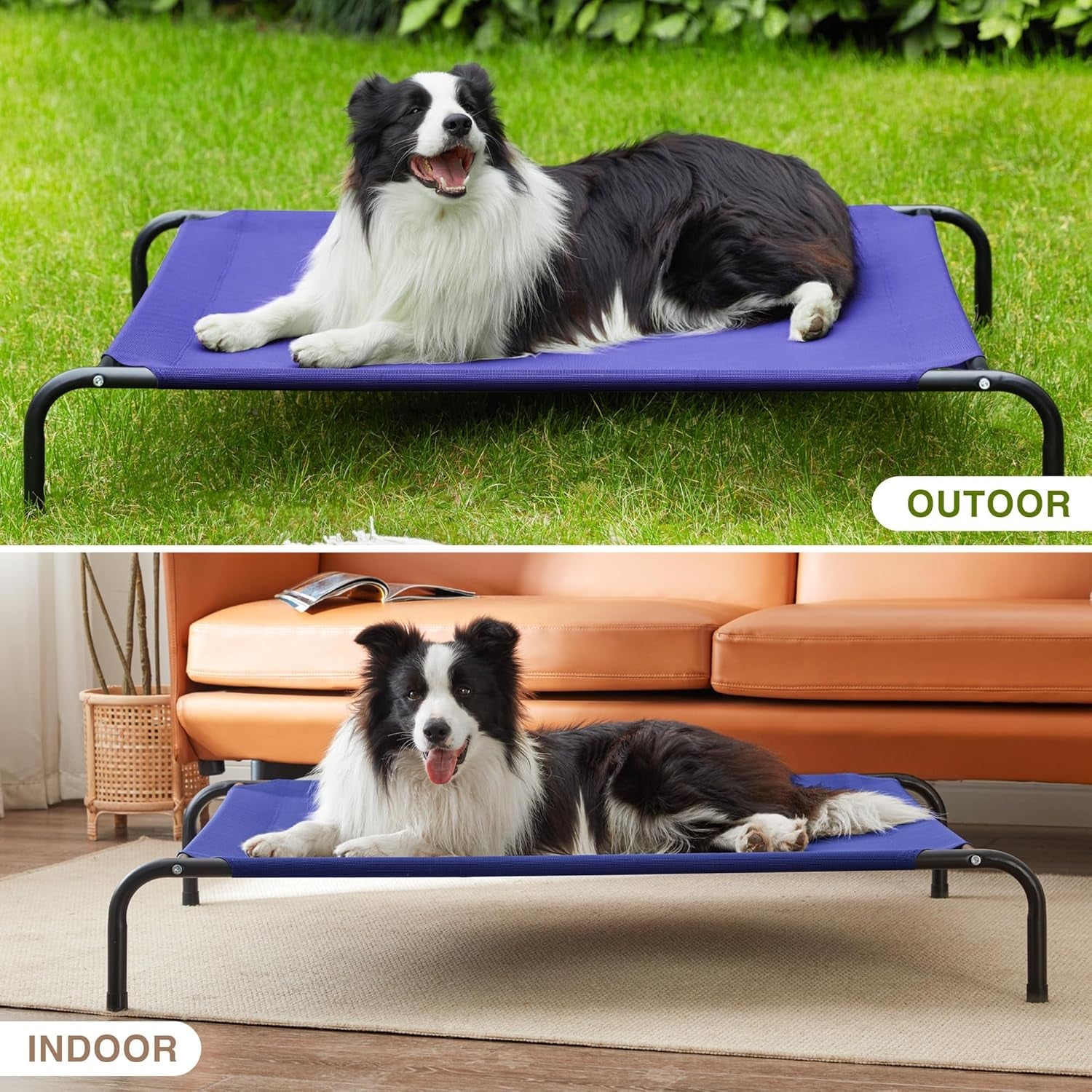 Love'S Cabin Outdoor Elevated Dog Bed - 49In Cooling Pet Dog Beds for Extra Large Medium Small Dogs - Portable Dog Cot for Camping or Beach, Durable Summer Frame with Breathable Mesh, Blue