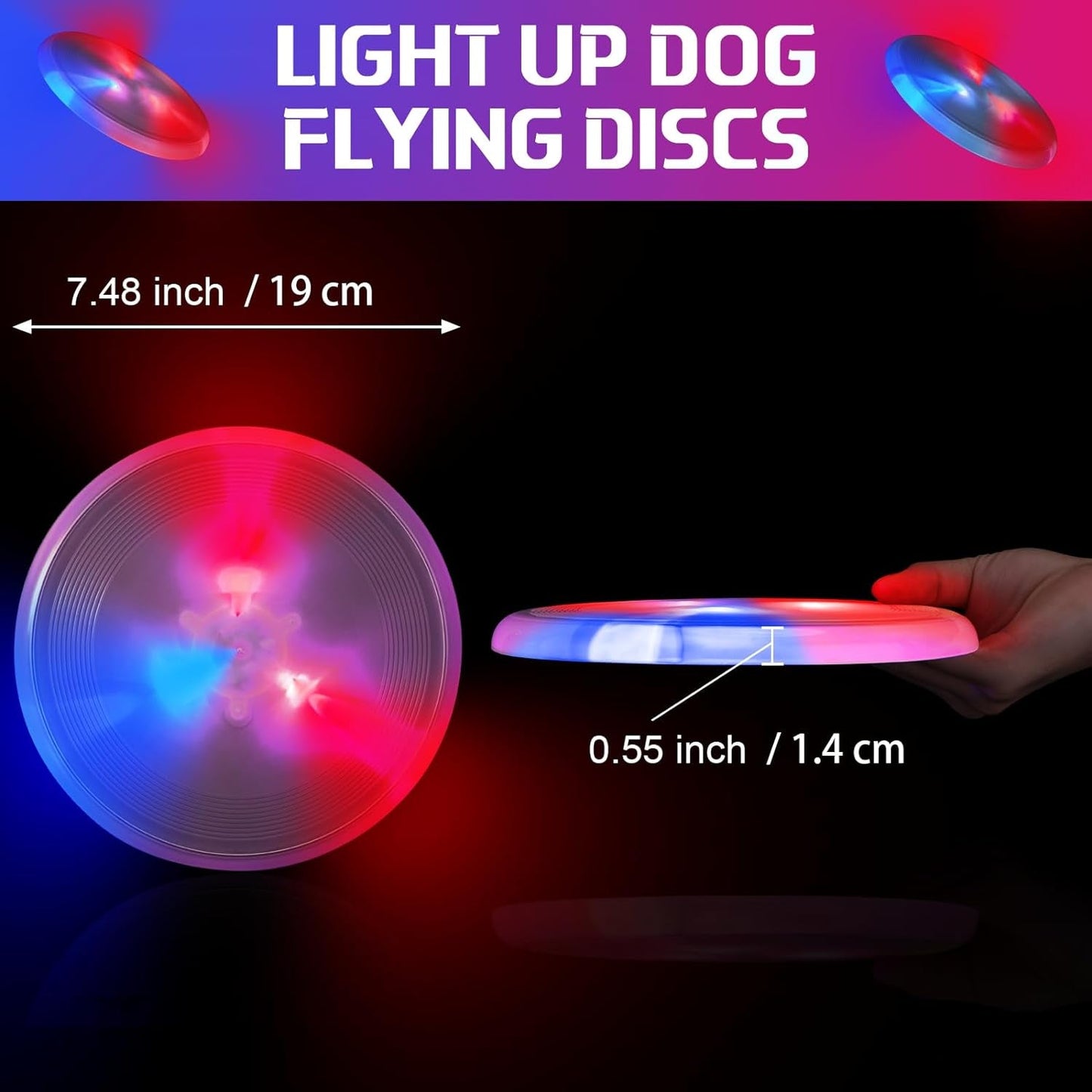 12 Pcs LED Flying Disc Dog Flying Disc Glow in the Dark Games Interactive Light up Yard Games for Pets Dogs Kids Teens Outdoors Activities