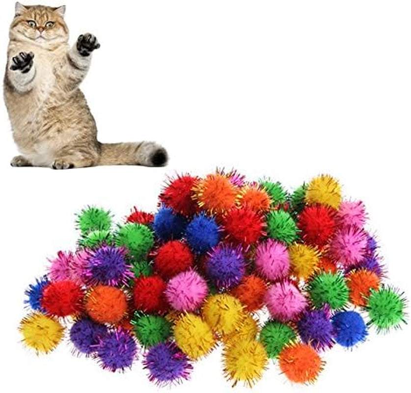 100Pcs Colorful Mini Sparkly Glitter Tinsel Balls Small Pom Ball for Cat Toys Pom Pom Balls Cat Balls Pom Poms Balls for Ball Pit Ball Pit Balls 200 Ball Pit Balls Ball Pit Balls 500 Baby Ball Pit Pit