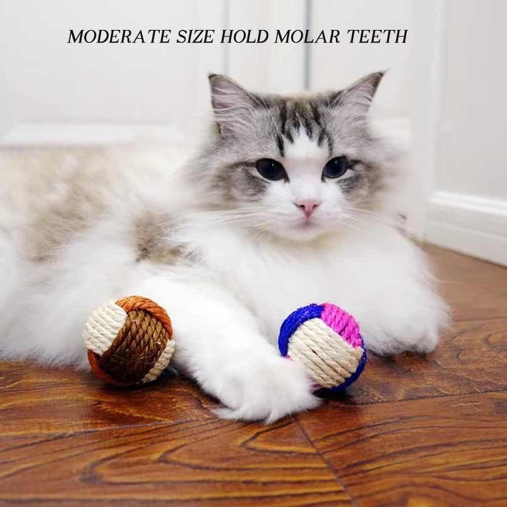 3Pcs Cat Braided Sword Balls/Toy Pet Scratching Balls/Animal Interactive Toy Balls/Interactive Cat Rolling Balls(Random Color)