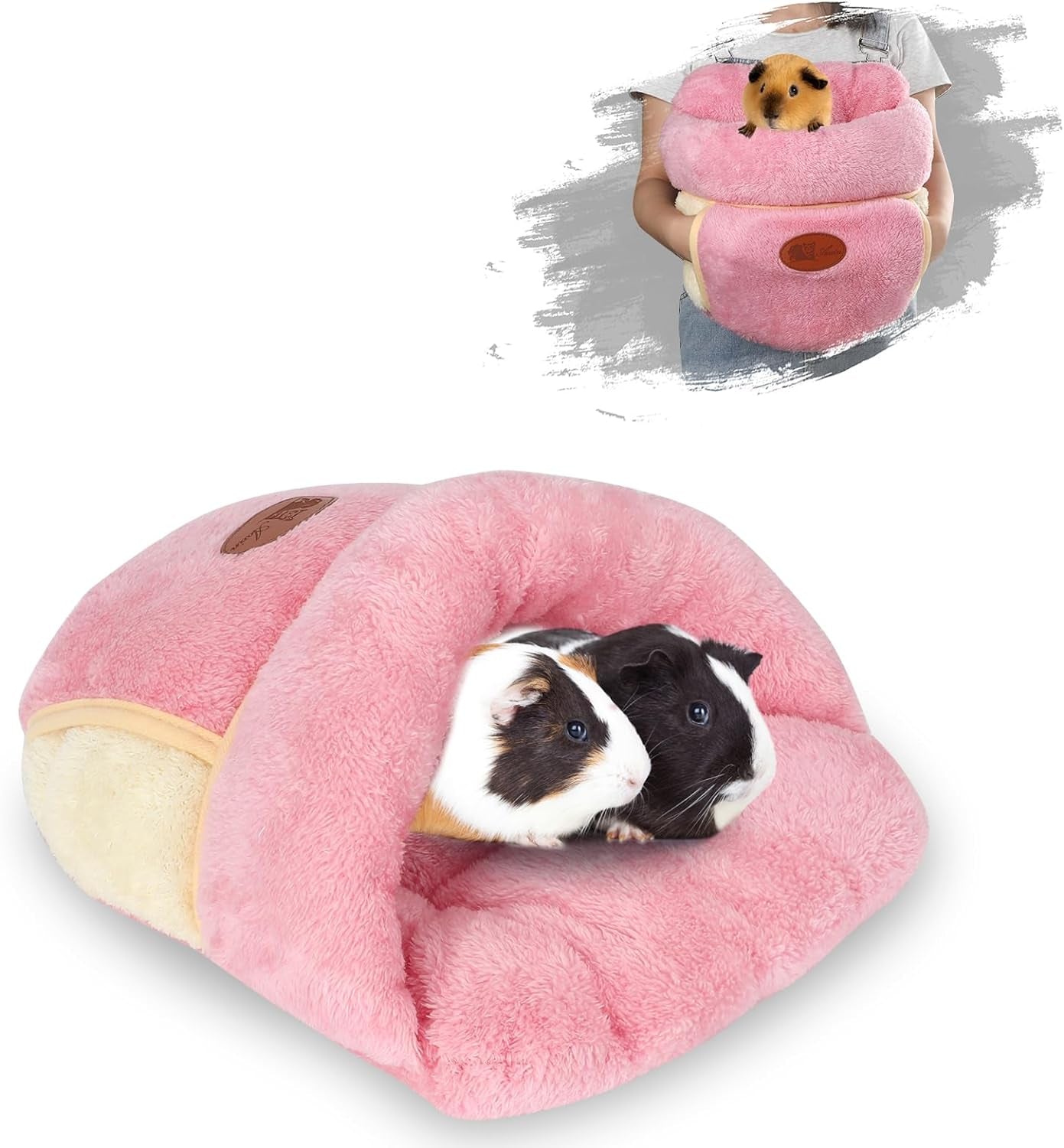 YUEPET Guinea Pig Bed Cuddle Cave Warm Fleece Cozy House Bedding Sleeping Cushion Cage Nest for Small Animal Squirrel Chinchilla Rabbit Hedgehog Cage Accessories Green