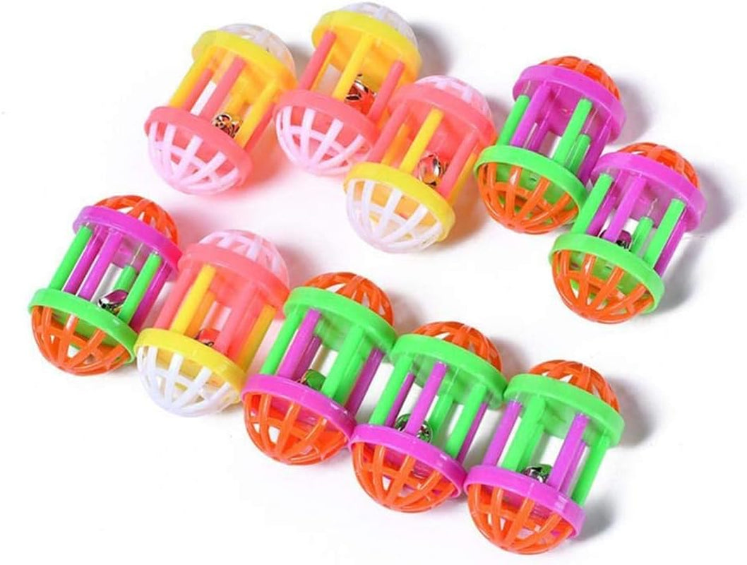 10 Pack Pet Toy Bell Six-Column Grid Bell Cat Toy Pet Cat Toy Bell Ball Plastic Ball Parrot Parrot Rabbit Cat Dog Toy Ball Color Bird Bell Ball (Size : 7.54Cm)