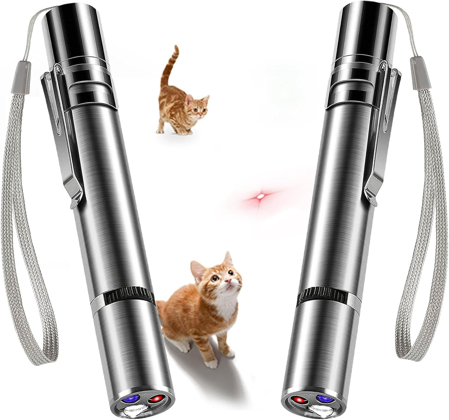 2PCS Laser Pointer, Cat Dog Kitten Toy, Toys for Indoor Cats, Red Dot LED Light Pointer Interactive Toys for Indoor Dogs Cats, USB Charging, 7 Switchable Patterns