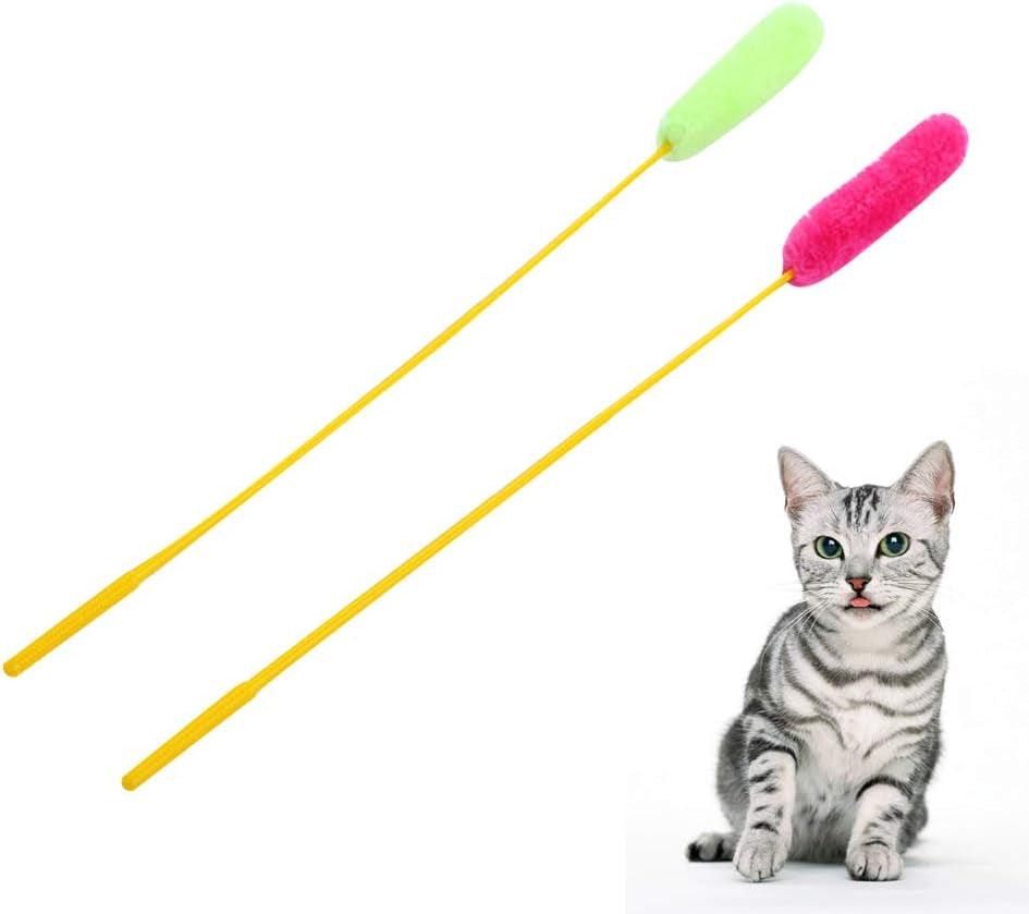 10Pcs Plush String Toy Training Wand Cat Interactive Plush Wand Toy Funny Stick Teaser for Cat Kitten (Random Color)- Dog Toy