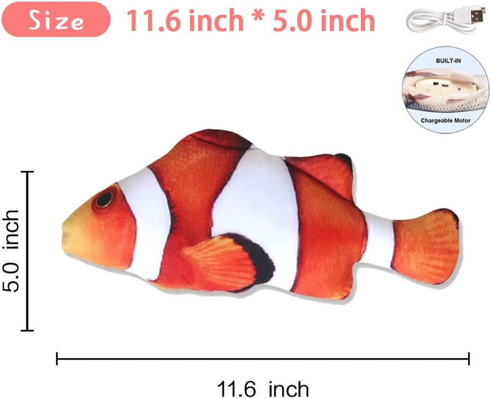 2PCS Plush Simulation Electric Doll Fish Automatic Flopping USB Rechargeable Cat Fish Toy Funny Interactive Pets Chew Bite Supplies for Cat Kitty Kitten (D)