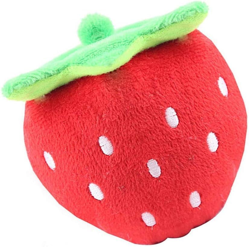 1Pc Red Strawberry Practical Design and Durable Interactive Plush Squeaky Dog Toys Electronic Motion Pet Toy for Prevent Boredom Red Pet Supplies Creative and Exquisite Dog Squeak Toys