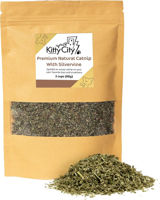 Kitty City Cat Premium Natural Catnip Tin, Premium Catnip Bag and 3-Pack, Catnip with Silvervine, Catnip Spray