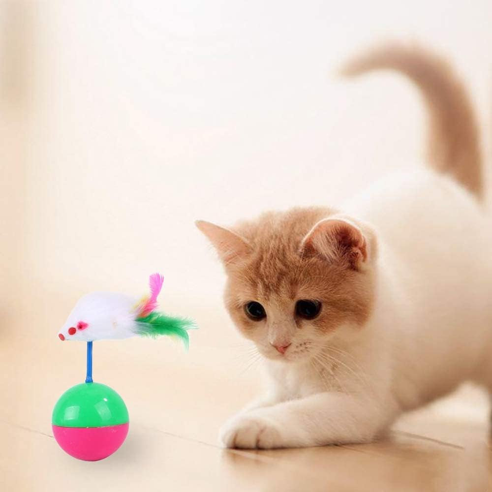 2 Pcs Cat Interactive Toys Ball Funny Interactive Plastic Mice Balance Swing Tumbler Ball for Cat Training Teasing Cat Toys