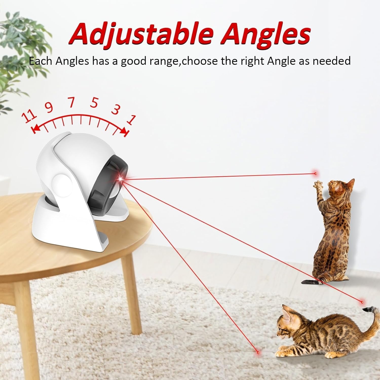 2 in 1 Motion Activated and Automatic Cat Laser Toys, Interactive Cat Toys Built-In Real Motion Sensor, Multi-Angle Adjustable Rechargeable Pet Toys for Indoor Cats Kittens and Dogs