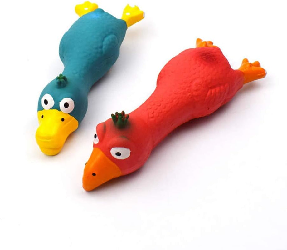 3PCS Dog Squeaky Toys, Dog Small Screaming Chicken Toys, 6.6" Long Soft Rubber Chew Molar Dog Toys for Puppy Small Medium Dogs