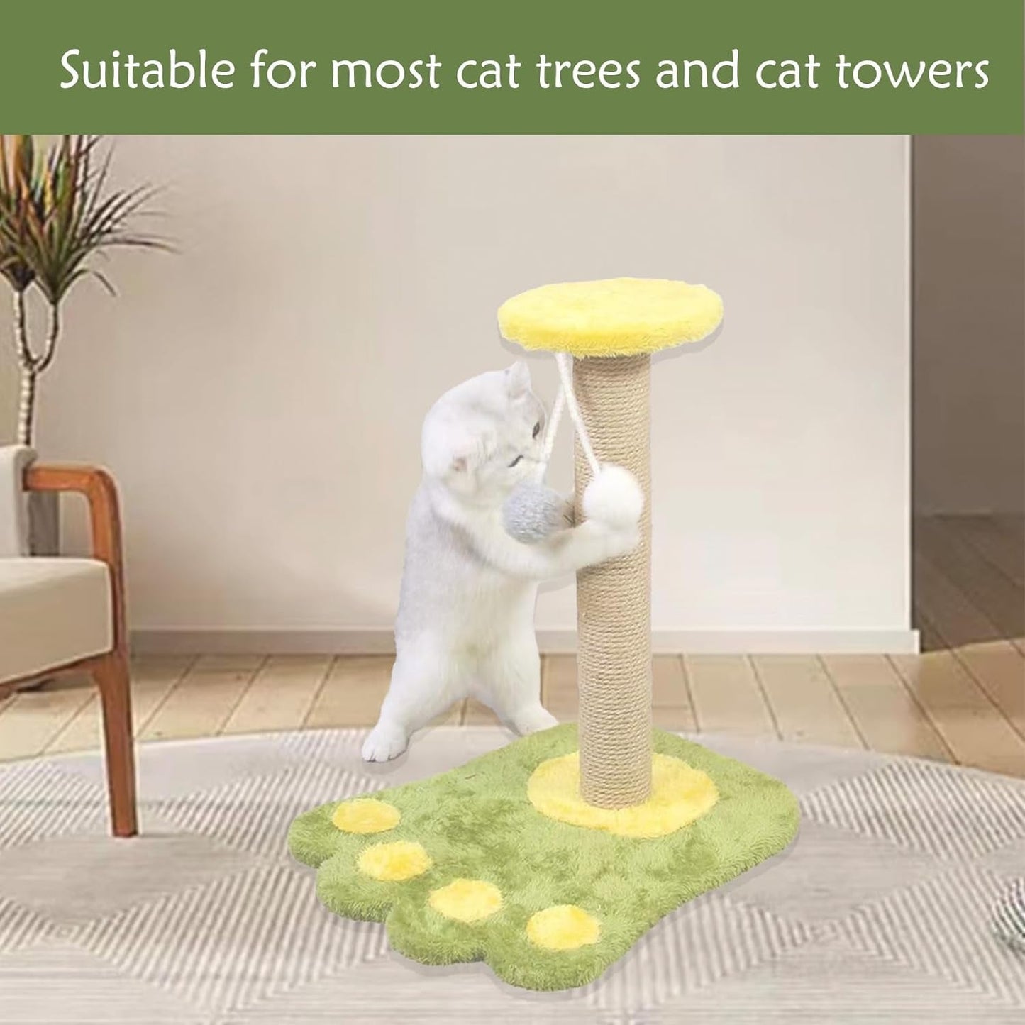 4 Pcs Cat Scratching Post Replacement for Indoor 15.7 X 3.1 Inches Cats Tree Replacement Parts Natural Sisal Cat Scratch Posts Refill Pole Part with M8 Screws Spare Cat Furniture Accessories