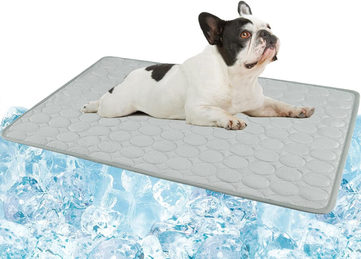 Dog Cooling Mat, Self-Cooling Ice Silk Cooling Mat for Dogs, Washable Portable & No Gel Pet Soft Pad | Grey,S