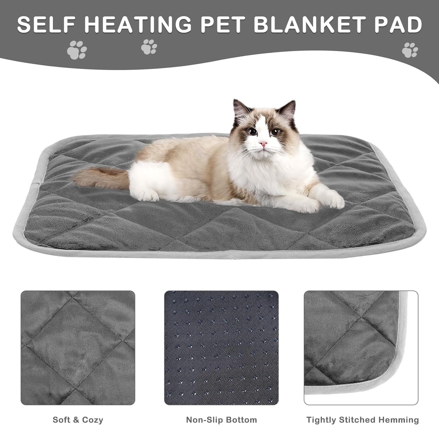 4Pcs Cat Pad Dog Mat 20 X 16 Inch Washable Summer Soft Pet Pad Dog Cat Bed for Crate Bed Kennels Sofa Floors Outdoor Portable Dark Grey