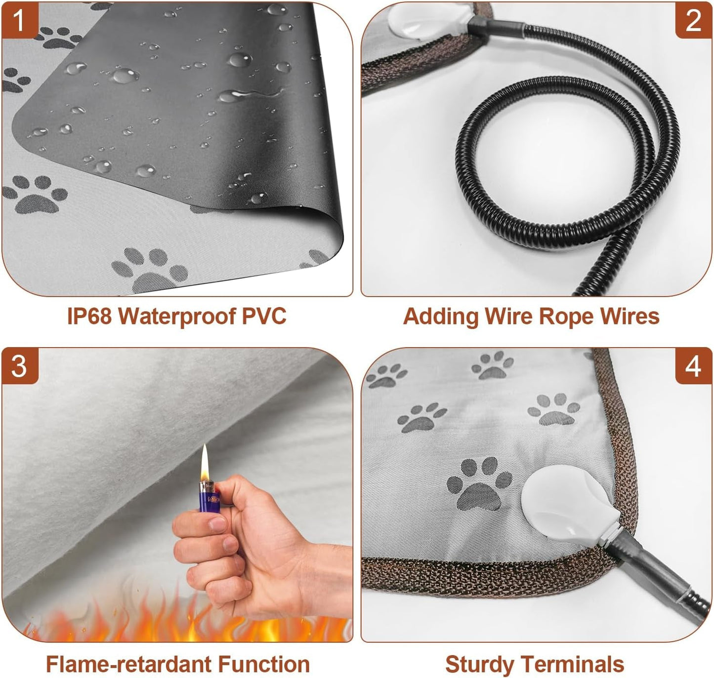 GOLOPET® Large Dog Heating Pad 34X21In Waterproof Pet Heating Pad for Dogs Smart Thermostat Switch, Whelping Supplies Heated Dog Bed,Adding Wire Rope Wires Puppy Heating Pad Mat-Whelping Box for Dogs