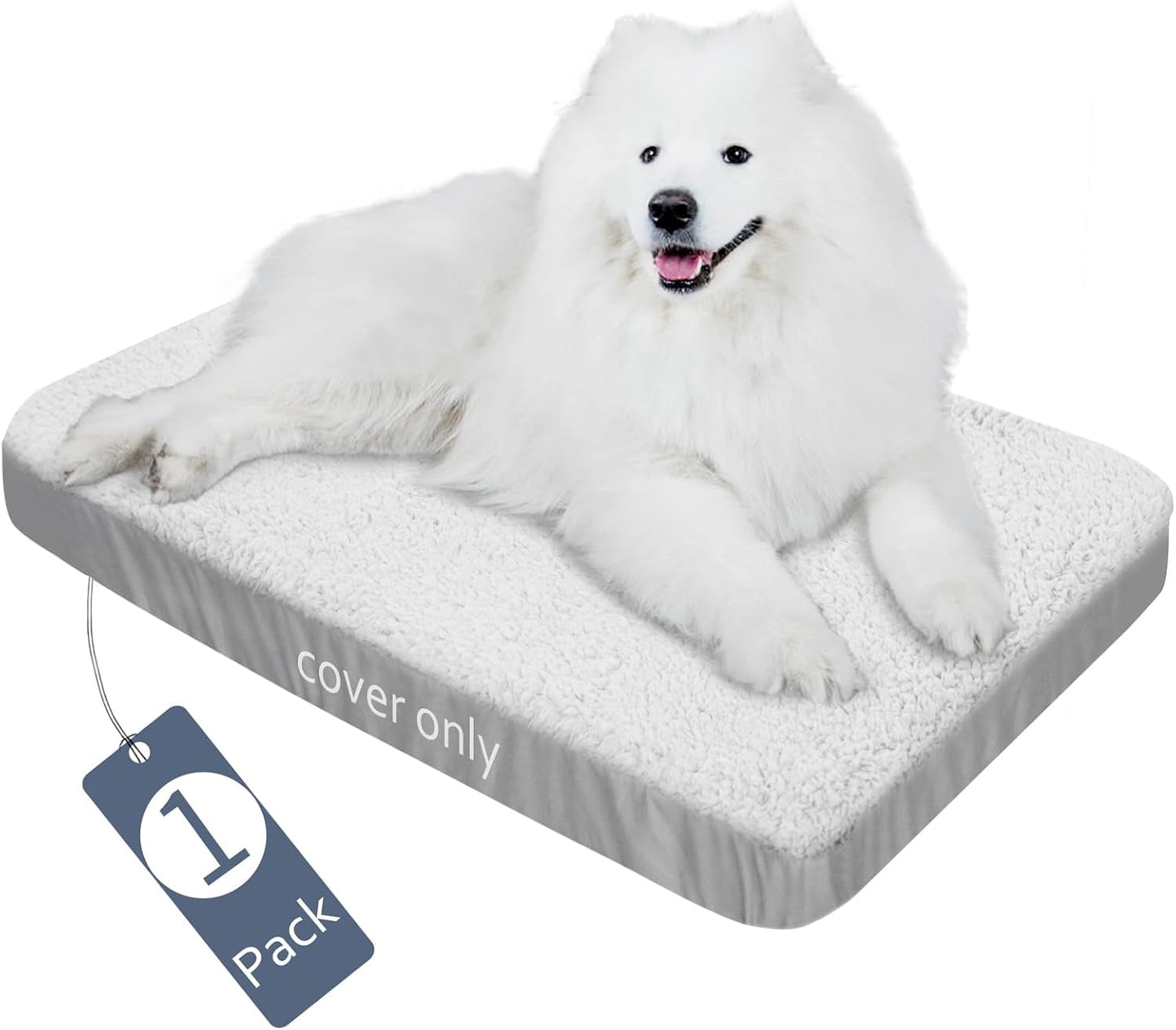 Dog Bed Covers Soft Plush Replacement Washable, Waterproof Dog Bed Liner Grey, Dog Mattress Cover, Pet Bed Cover 44X32 Inches, for Dog/Cat, Cover Only