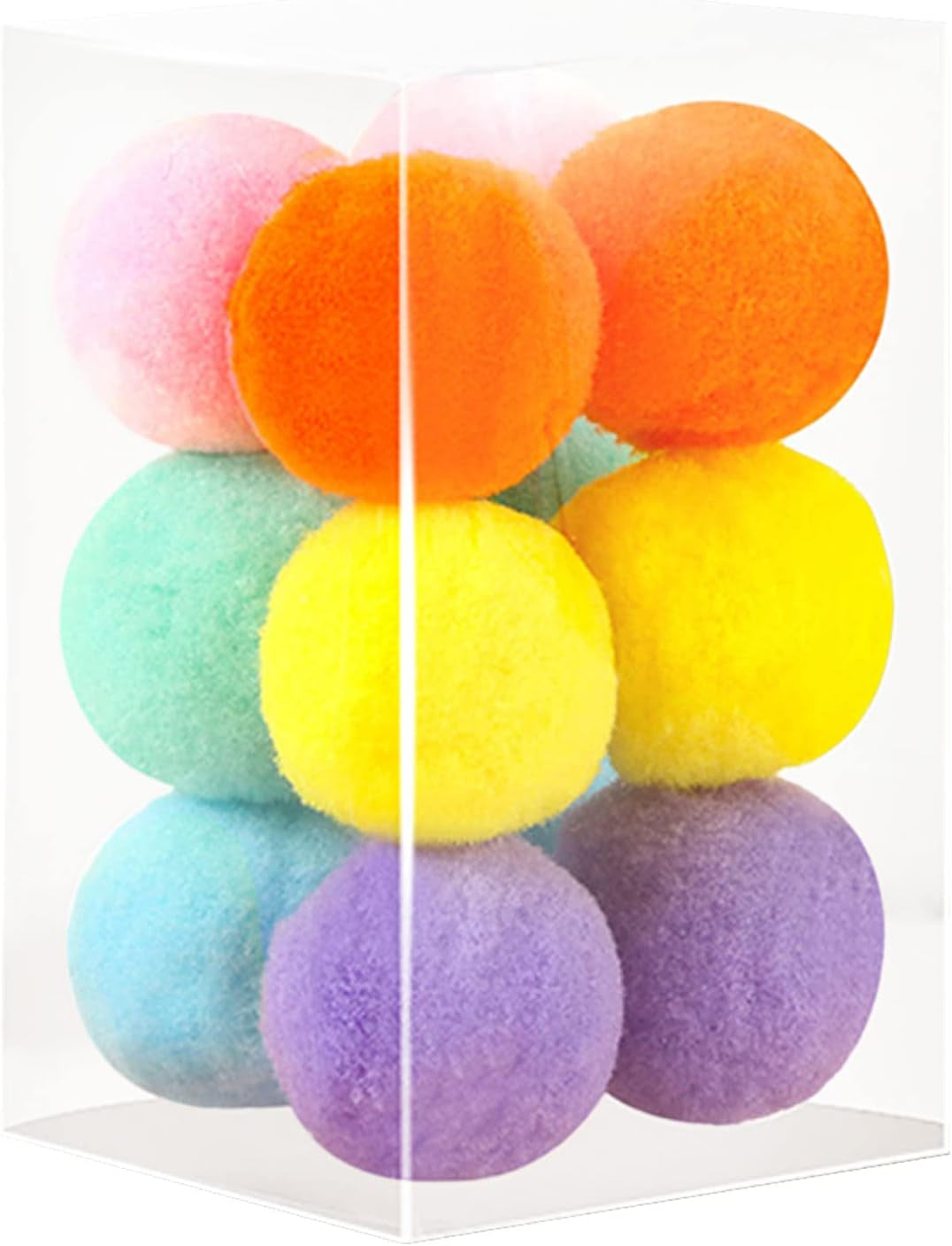 12Pcs for Cat Toy 1.8"" / 1.2"" Soft Kitten Pompon Toys Indoor Cats Interactive Playing Quiet Ball Cats Favorite Toy Cat Toys Plush, Single Color