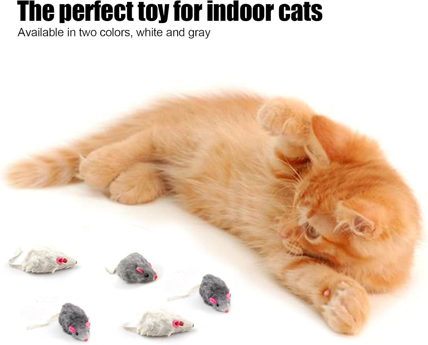 12 Pcs Rattle Mice for Cats Toy Furry Pet Cat Toys Mice for Feather Tails Interactive Play Mouse Toy for Indoor Cats Kittens