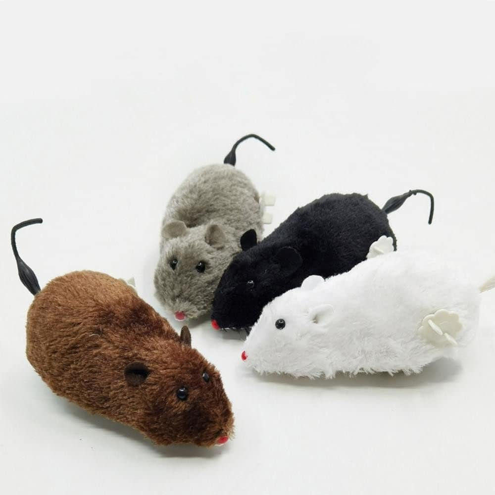 1 Pc Furry Mice Cat Toy Wind up Toys Realistic Mouse Toys Funny Moving Toys, Interactive Play Mouse Toy for Cat Kitten