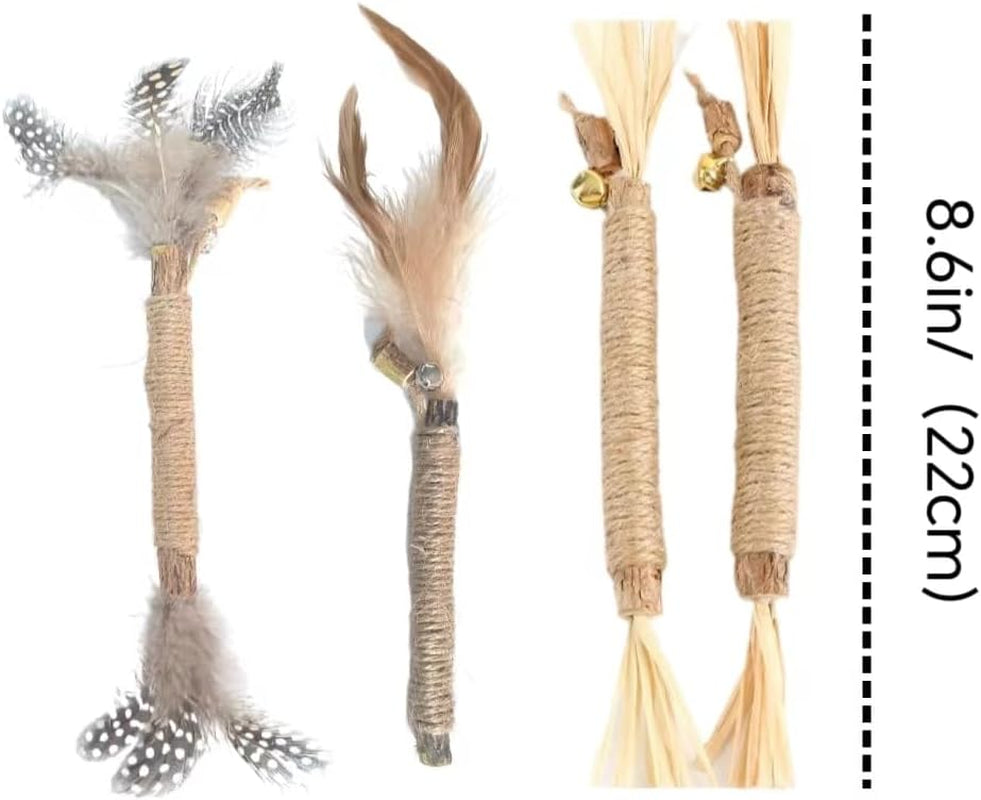 Chew Toys for Cats(12 Pcs), Silvervine Sticks for Cats ，Cat Teething Toys, Catnip Chew Sticks ，Cat Toys for Indoor Cat Kitten Teeth Grinding，Silvervine Cat Feather Toy, Cat Chew Toy