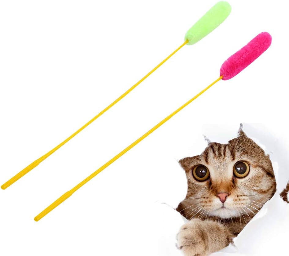 10Pcs Plush String Toy Training Wand Cat Interactive Plush Wand Toy Funny Stick Teaser for Cat Kitten (Random Color)- Dog Toy