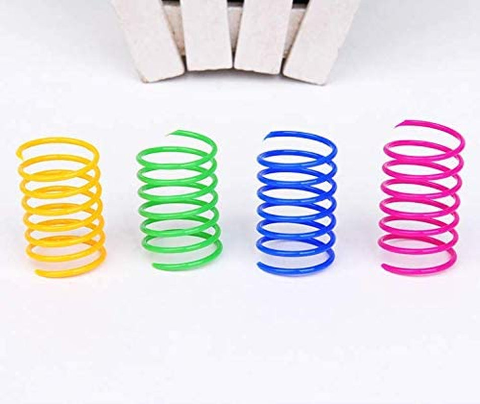 120 Pack Cat Spring Toy, Colorful Interactive Cat Toy Plastic Coil Springs Cat Toy for Swatting, Biting, Hunting Kitten Toys