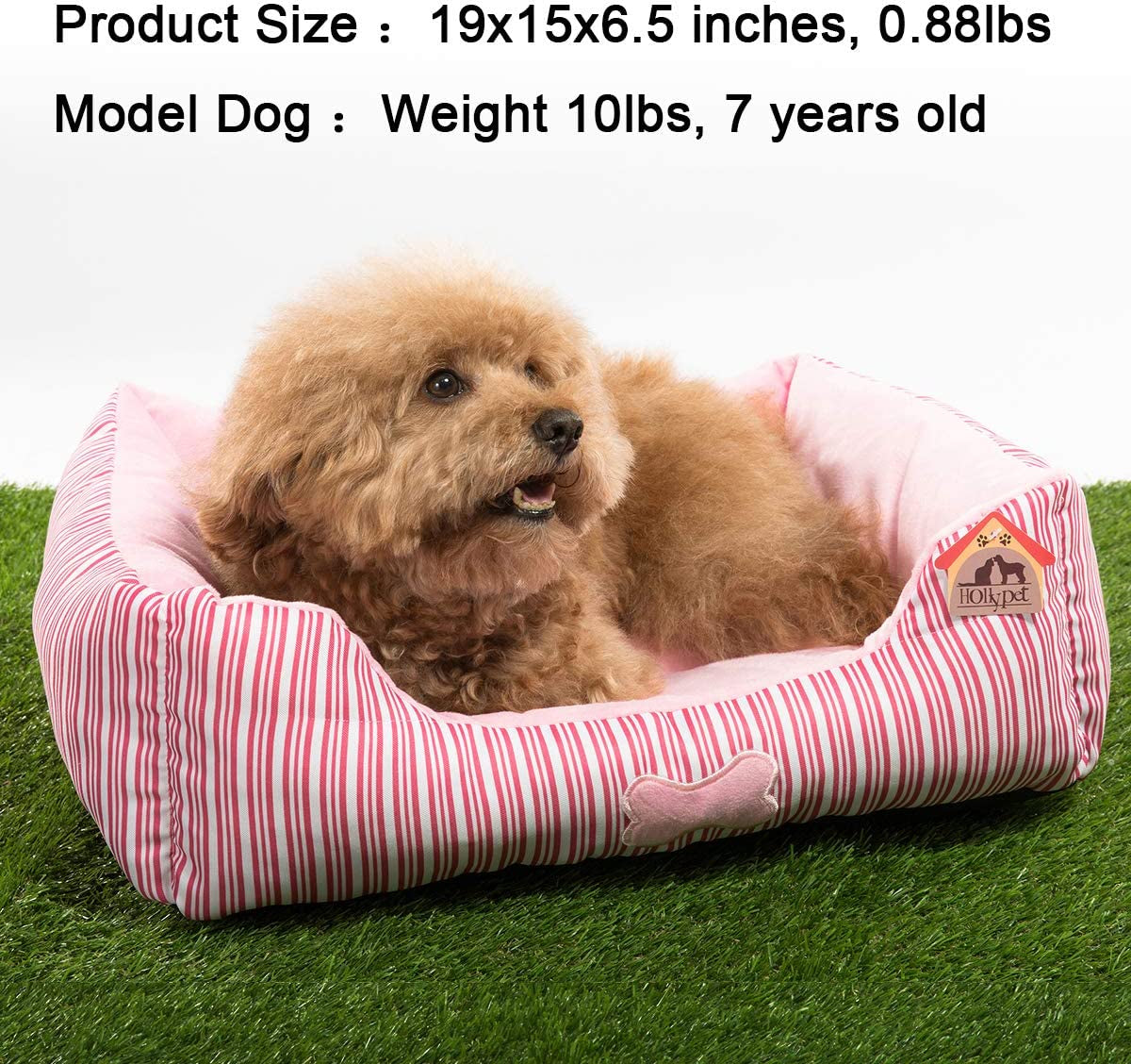 Hollypet TC Fabric Plush Small Dog Cat Bed Self-Warming Pet Bed, Pink