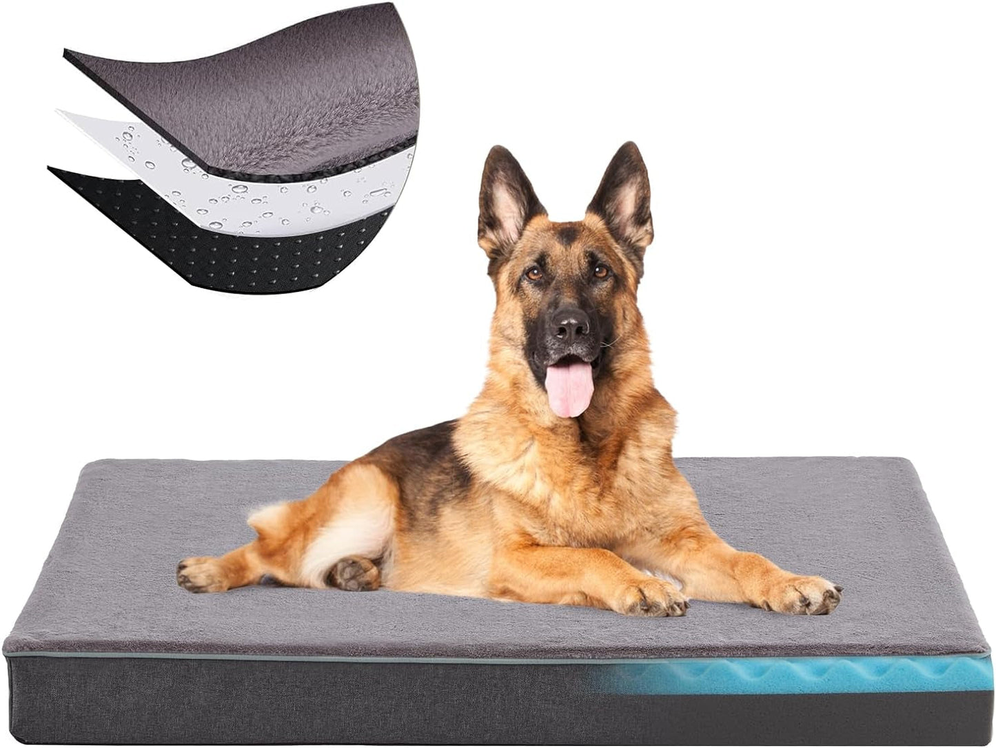 Cooling Dog Beds for Large Dogs, Orthopedic Memory Foam Dog Bed, Large Pet Beds with Washable Cover, Ideal for Arthritic Dogs up to 65Lbs