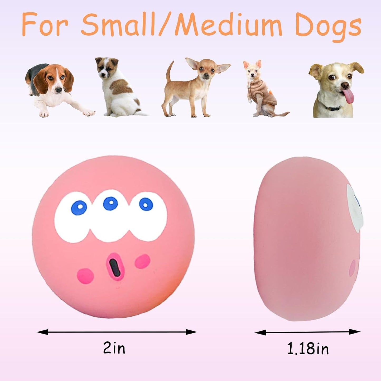 3Pcs Latex Squeaky Dog Toy for Small Dogs, Rubber Soft Puppy Dog Toys for Chewers, Cute Funny Small Dog Toys for Small Breed and Medium Pets Dogs