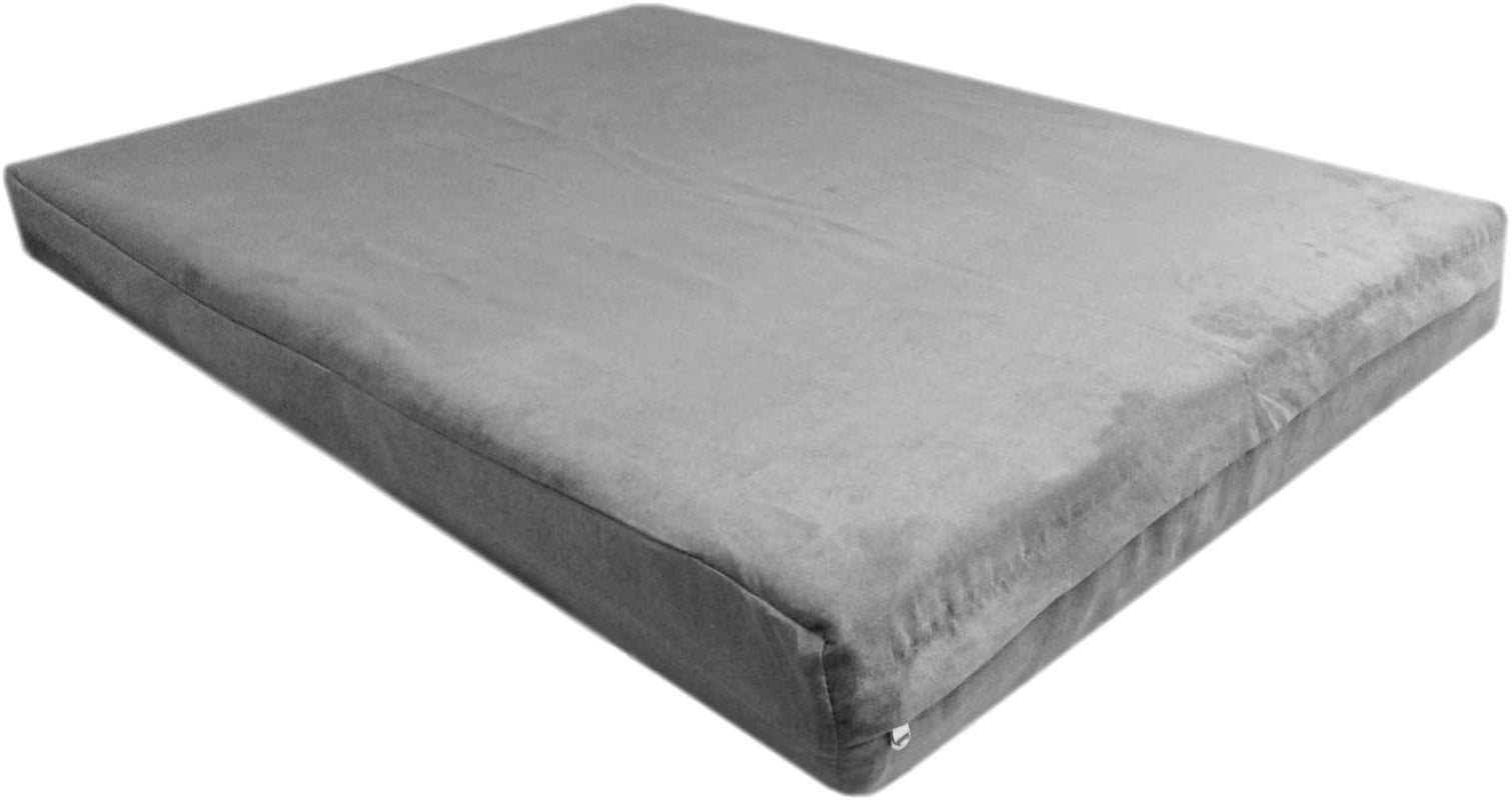 47''X29''X4'' Gray/Grey Color Microsuede Fabric 100% Washable Luxury Comfort Replacement Dog Bed Zippered Duvet Gusset Case - Cover Only