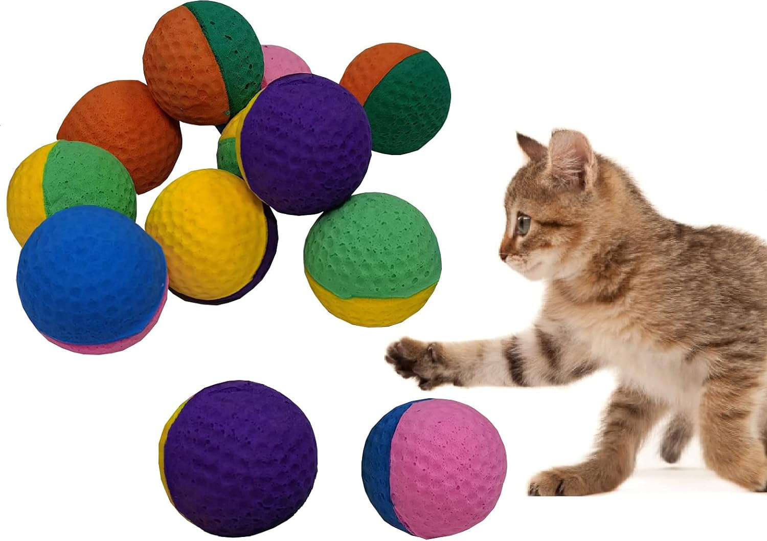 12 Pack Pet Ball Foam Sponge Ball Cat Toy Soft Bouncy Noise Free (12Pcs Pet Ball Foam Sponge Ball)