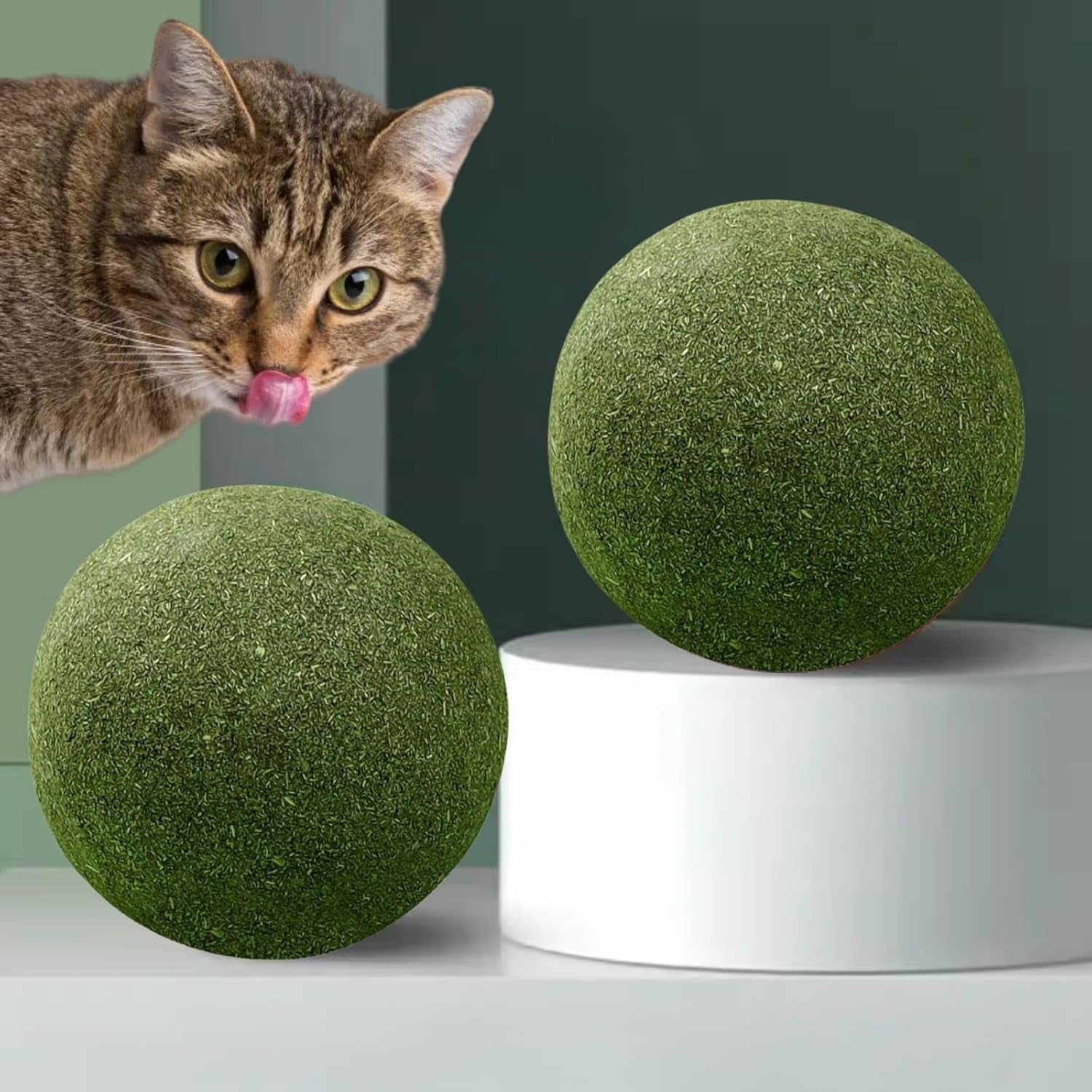 2PCS Cat Giant Catnip Balls, 4" Huge Catnip Ball for Indoor Cats, Kitten Big Catmint Ball Licker Toy, Organic Large Catnip Ball, Jumbo Catwort Toy for Cat (Catnip Balls 2PCS)