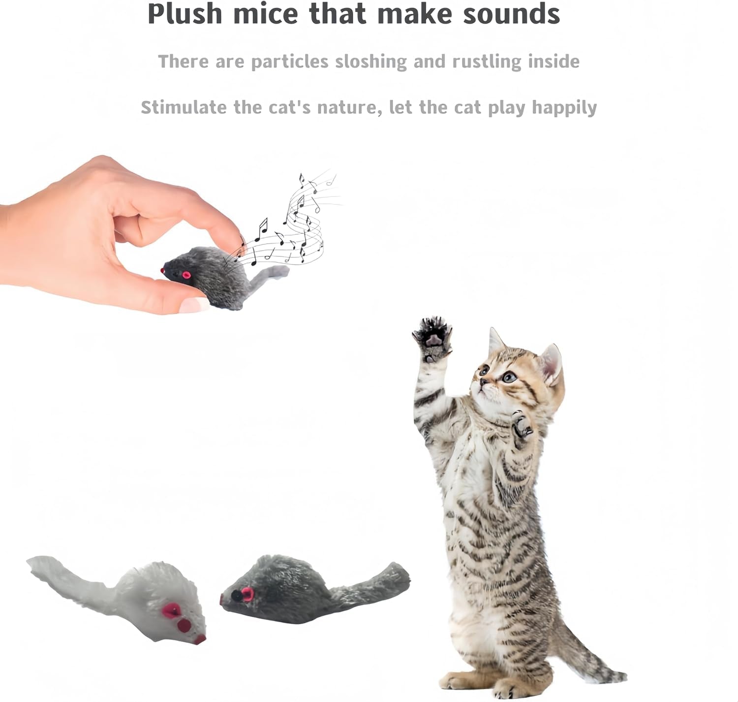 10Pcs Mice Cat Toys Set,Mouse Catnip(4Pcs) Cat Toy,Plush Mouse(4Pcs) Cat Toy and Moving Mouse(2Pcs) Cat Toy,Bite,Hunt, Interaction Toys