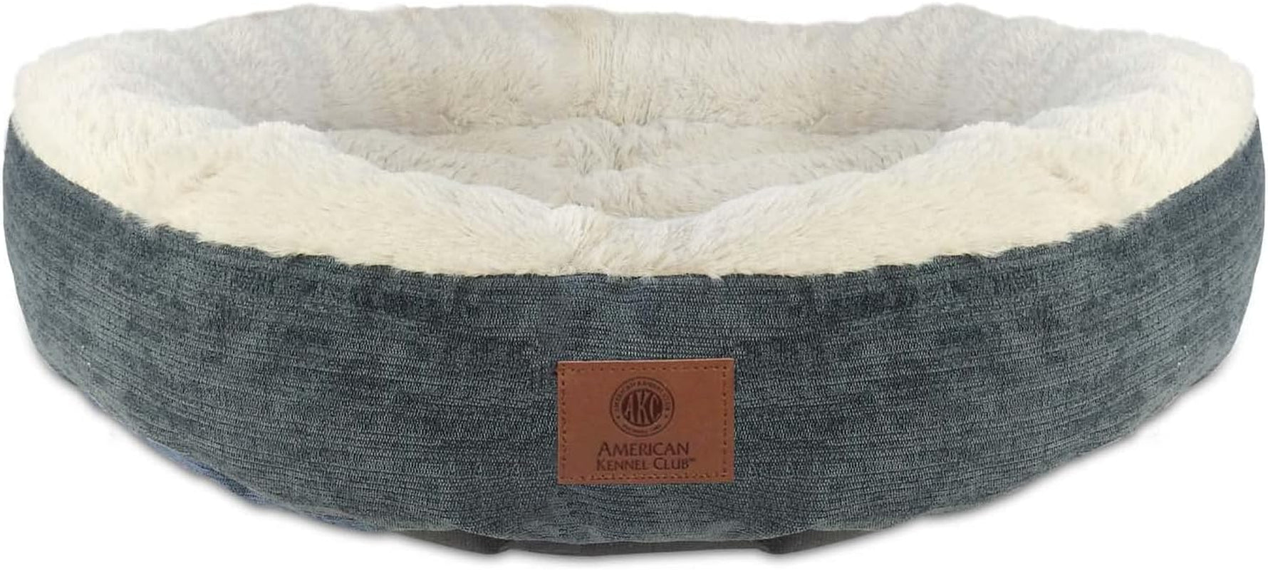 American Kennel Club AKC3615GRAY Mason 22" round Pet Bed, 22.0"L X 22.0"W X 6.0"Th