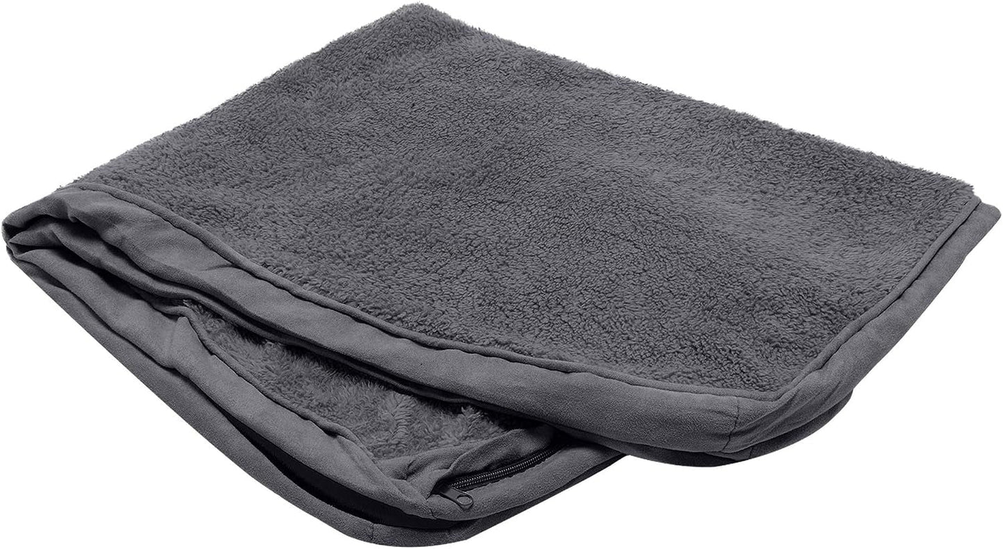 Furhaven Replacement Dog Bed Cover Terry & Suede Mattress, Machine Washable - Gray, Large