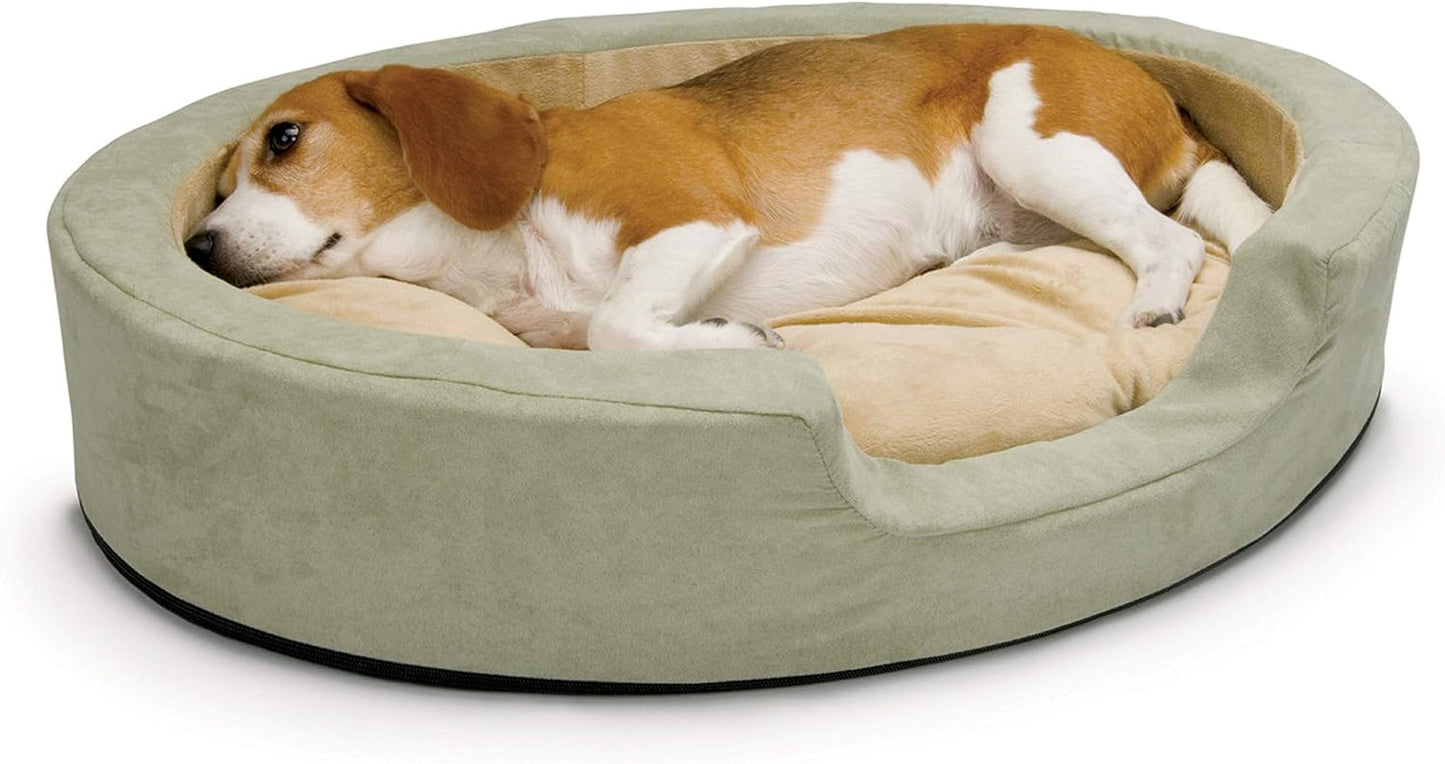 K&H Pet Products Thermo-Snuggly Sleeper Heated Pet Bed Large 31 X 24 X 5 Inches Sage/Tan