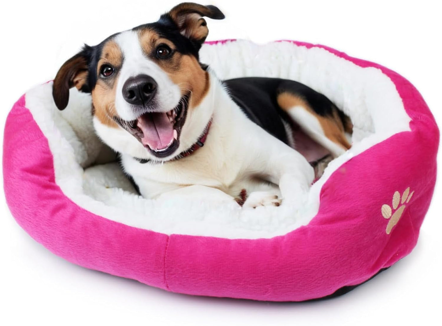 Cute Paw Print Comfortable Pets Dog Cats Puppy Kitten Nest Mat Pad Soft Fleece Bed(Pink)