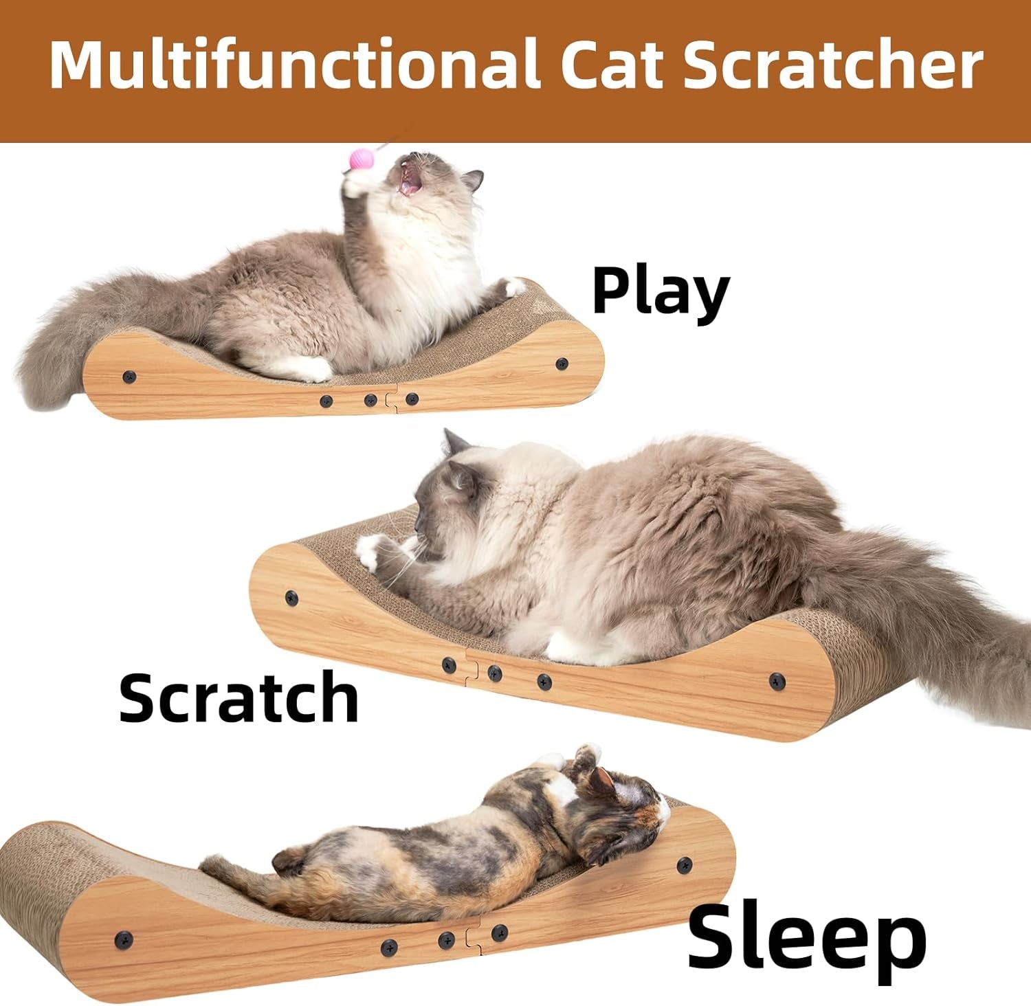 Nekosan Cat Scratcher Cardboard Bed, 27.5" Extra Large Cat Scratch Sofa Bed, Cat Scratcher Lounge Bed for Indoor Cats, 27.5 X 10 Inches Cat Couch Bed - Scratching Board