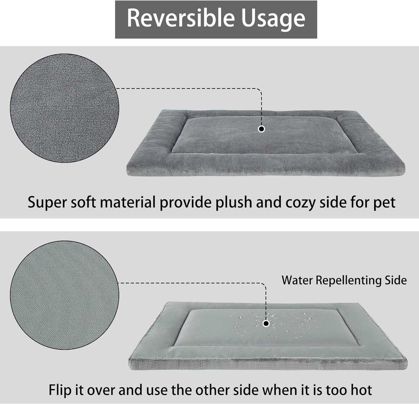 Dog Bed Mat, Crate Pad Reversible(Cool or Warm), Ultra Soft Dog Kennel Pad, Cozy Sleeping Mat for Small, Middle and Large Dogs and Cats (M(30”X20”))