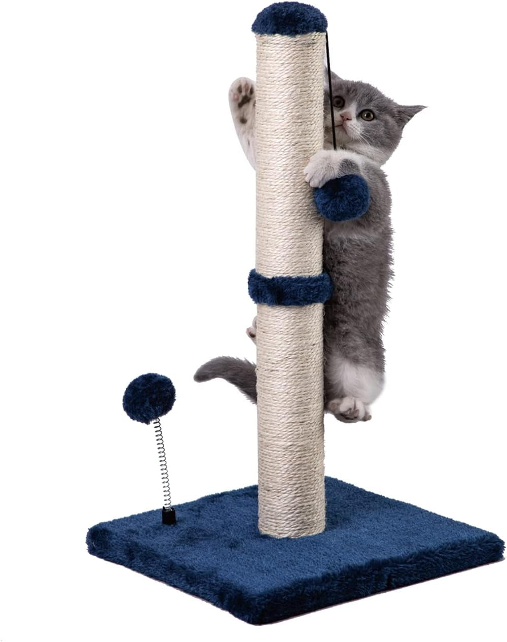 34“ Tall Cat Scratching Post Premium Basics Kitten Scratcher Sisal Scratch Posts Trees with Hanging Ball for Indoor Cats (34 Inches for Adult Cats, Cactus Green)