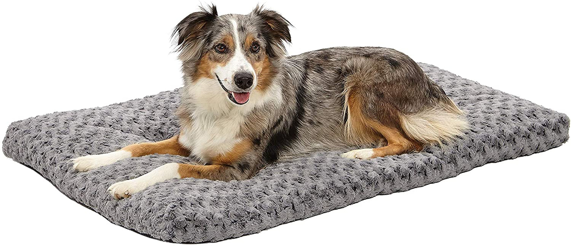 Midwest Homes for Pets Deluxe Dog Beds Super Plush Dog & Cat Beds Ideal for Dog Crates Machine Wash & Dryer Friendly, 1-Year Warranty, Gray, 24-Inch