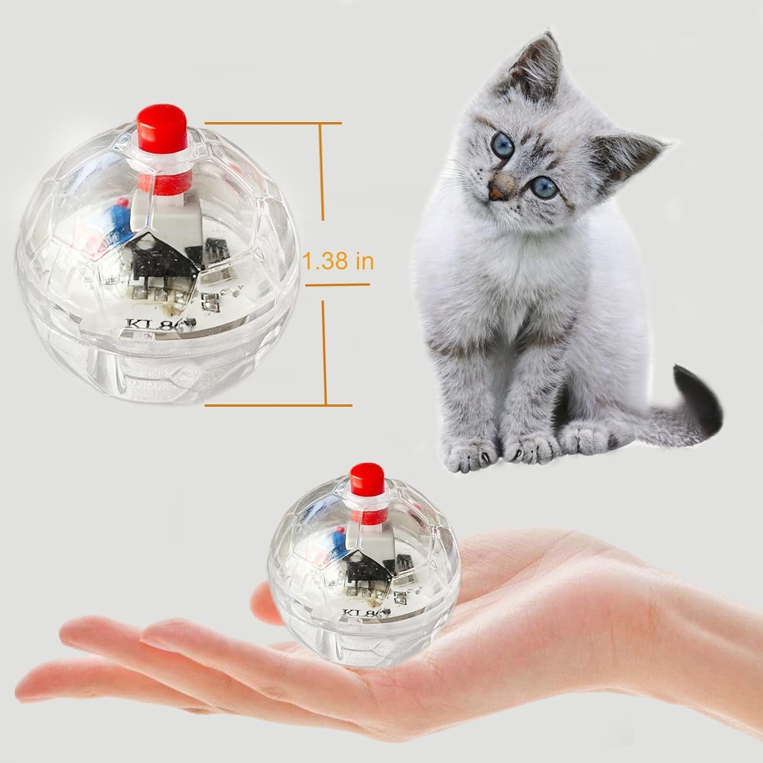 2 Pieces LED Motion Activated Ghost Hunting Cat Ball Light up Paranormal Investigate Cat Balls Interactive Fashion Lighted Glow Jumping Running Exercise Pet Ball Toys for S M L Pets Activity