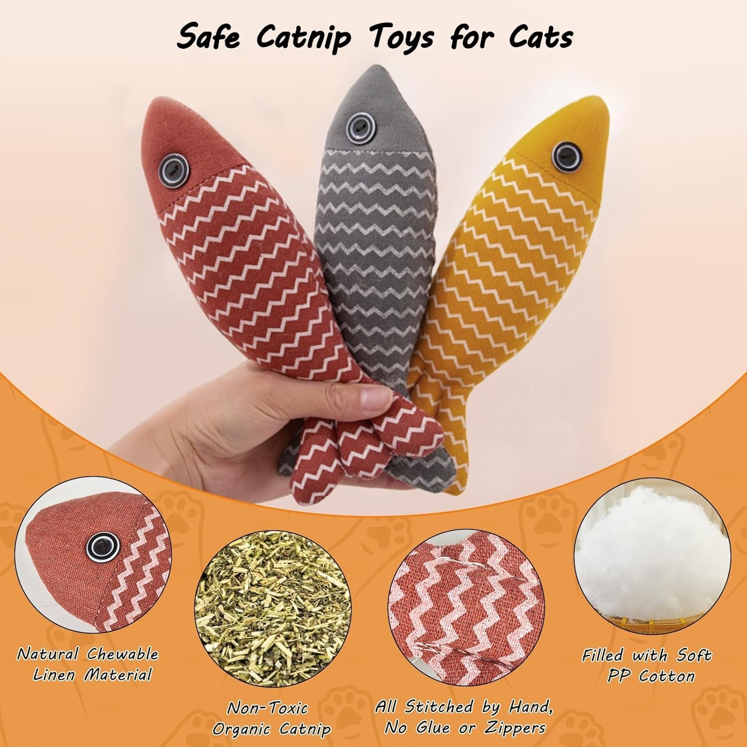 3Pcs Cat Toys Fish Catnip Toys Interactive Cat Toy Cat Chew Toy Cat Pillow Toys Kitten Exercise Kicker Toys for Indoor Cats Kitty Kitten Catnip Exercise Toys Cat Gifts Kitty Toy