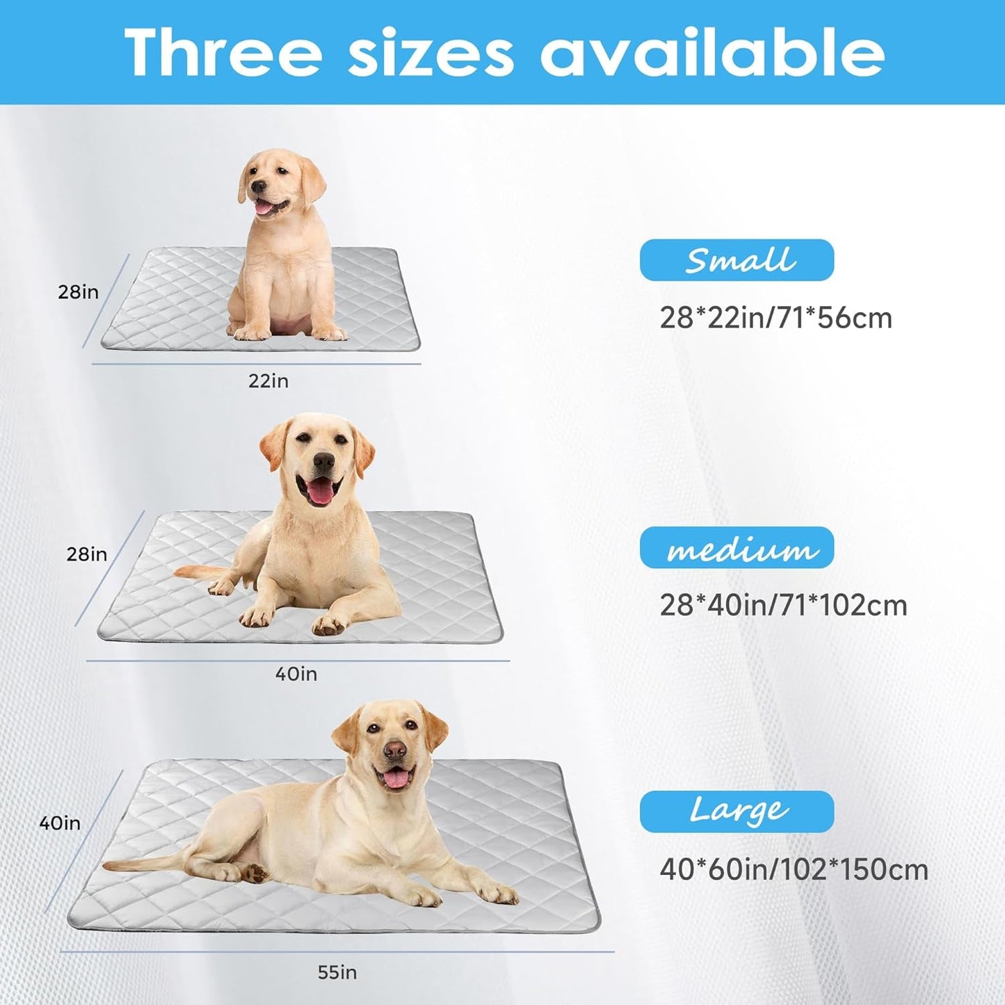 Dog Cooling Mat, Washable Dogs Cats Pet Non-Toxic Cooling Pads Summer Sleeping Kennel Mats，Pet Self Cool Ice Blanket for Indoor & Outdoor Dog Beach Essentials Light Gray Large