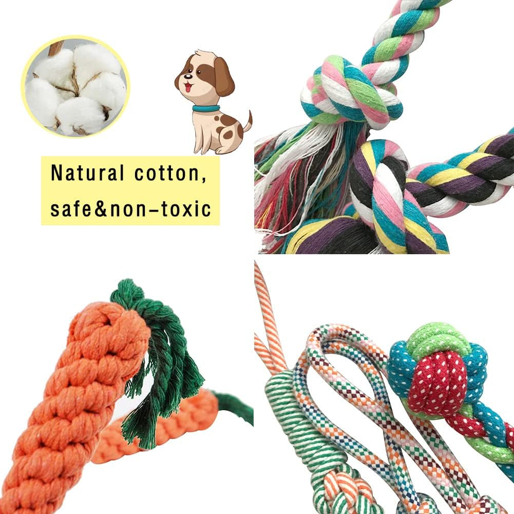 10Pcs Dog Rope Toy for Aggressive Chewers Dog Chew Toys for Small Dogs Puppy Teething