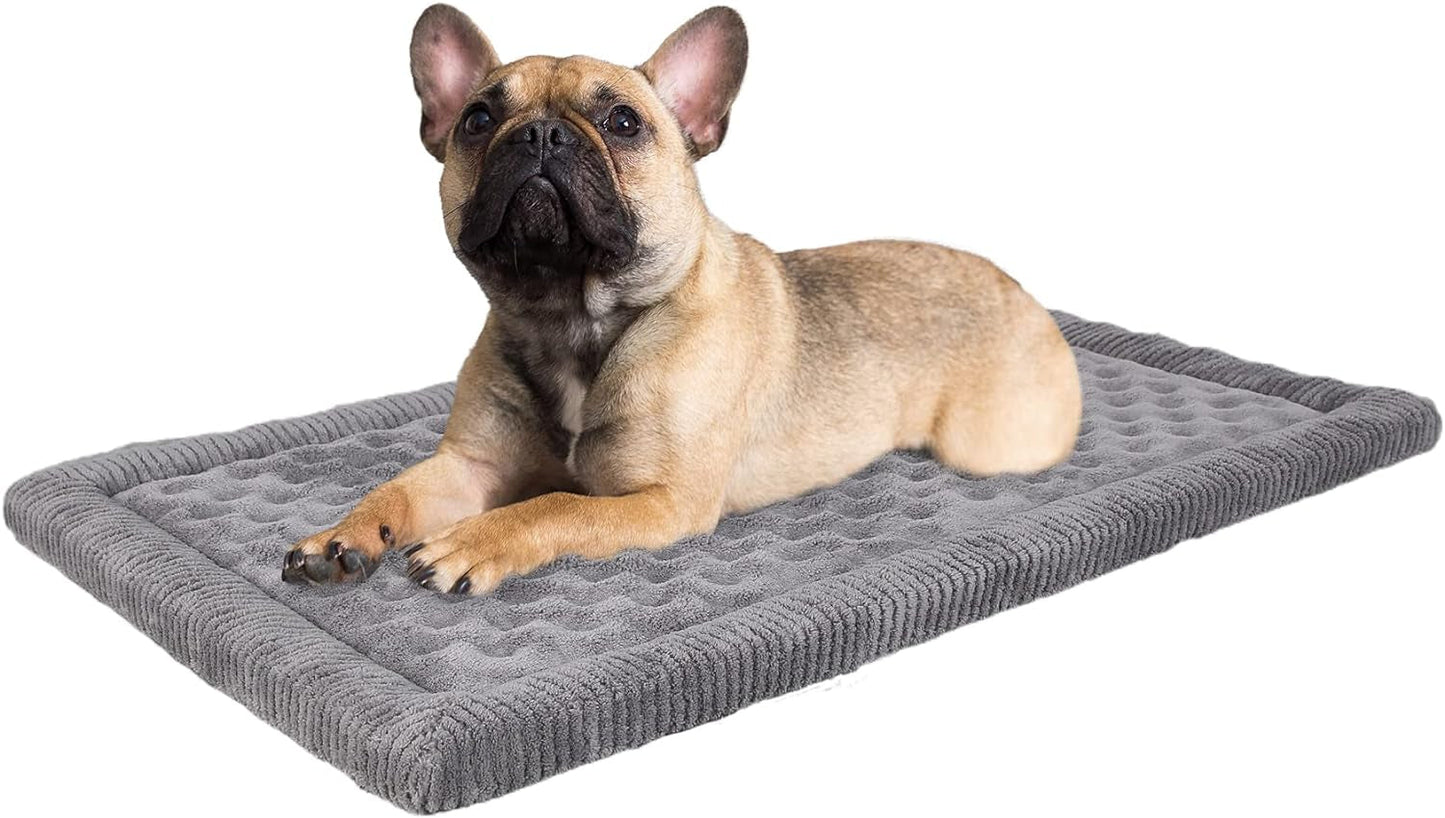 Dog Crate Pad 30X19 Inch Gray Memory Foam Dog Bed Mat for Small Medium Dog Grey Washable Puppy Sleeping Bed anti Slip