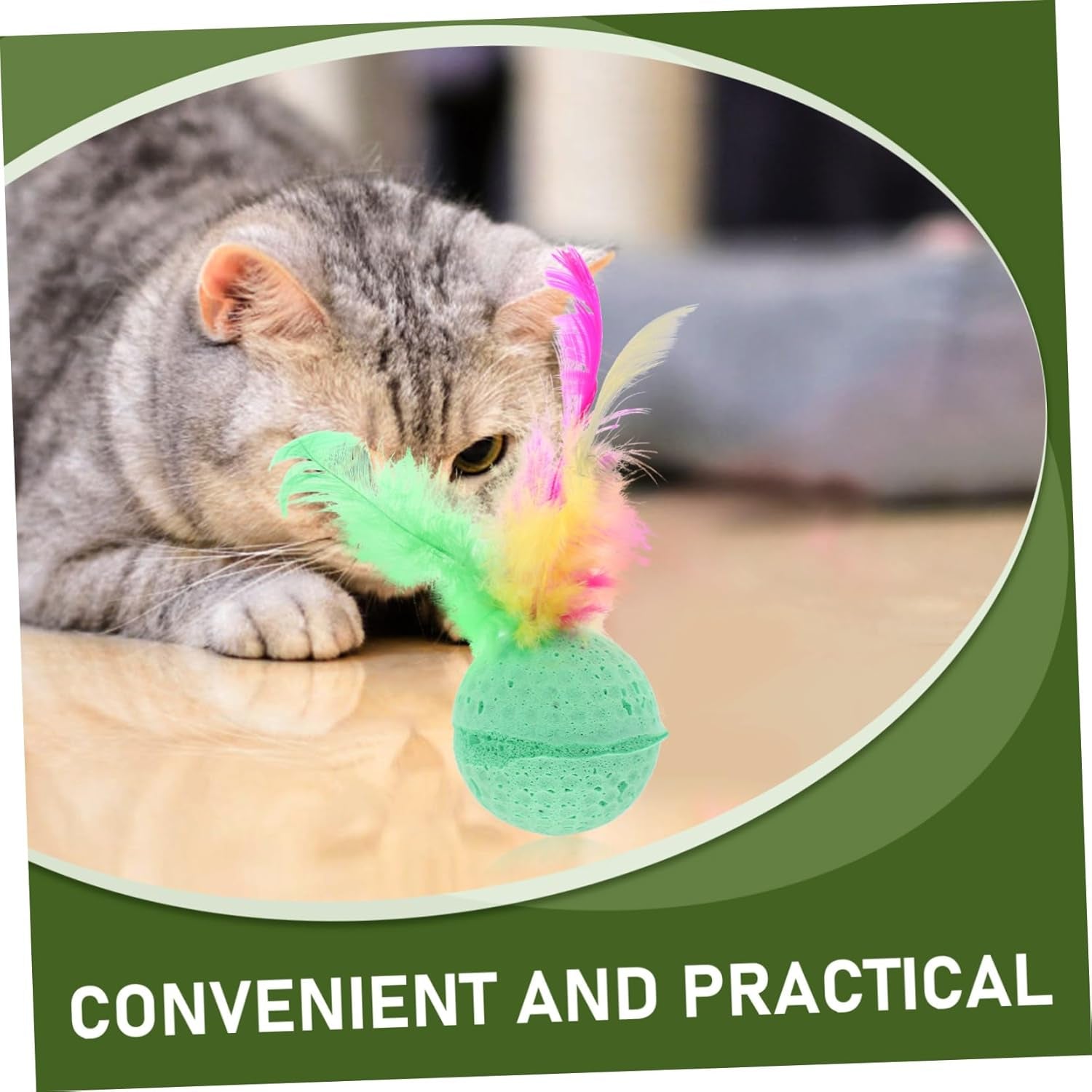 3 PCS Creative Cute Pet Toys Sponge Balls Kitty Kitten Toys Cat Catcher Toys with Feather Tails