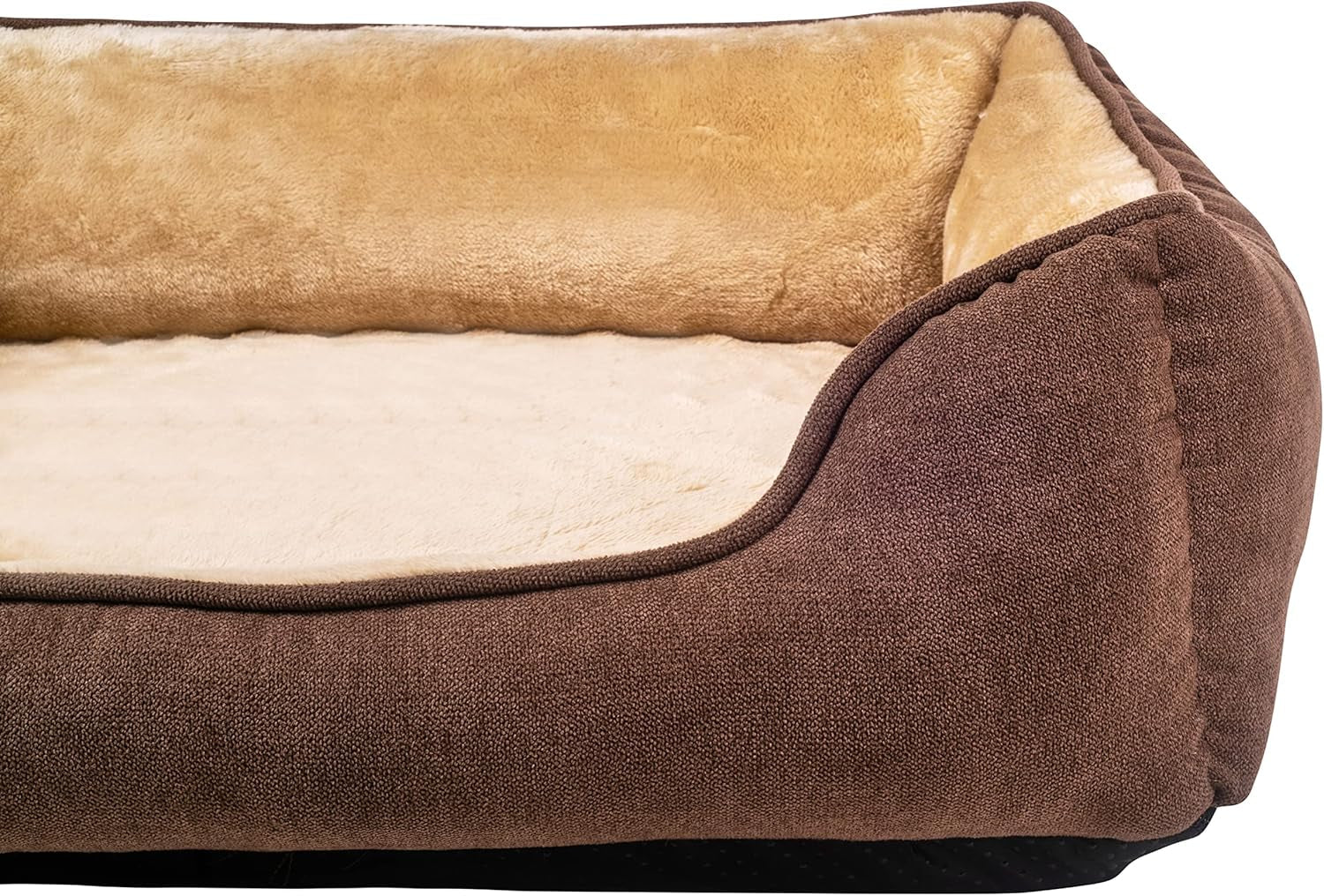 Long Rich Rectangle Bolster Pet Bed, Dog Bed Medium Size Brown Color