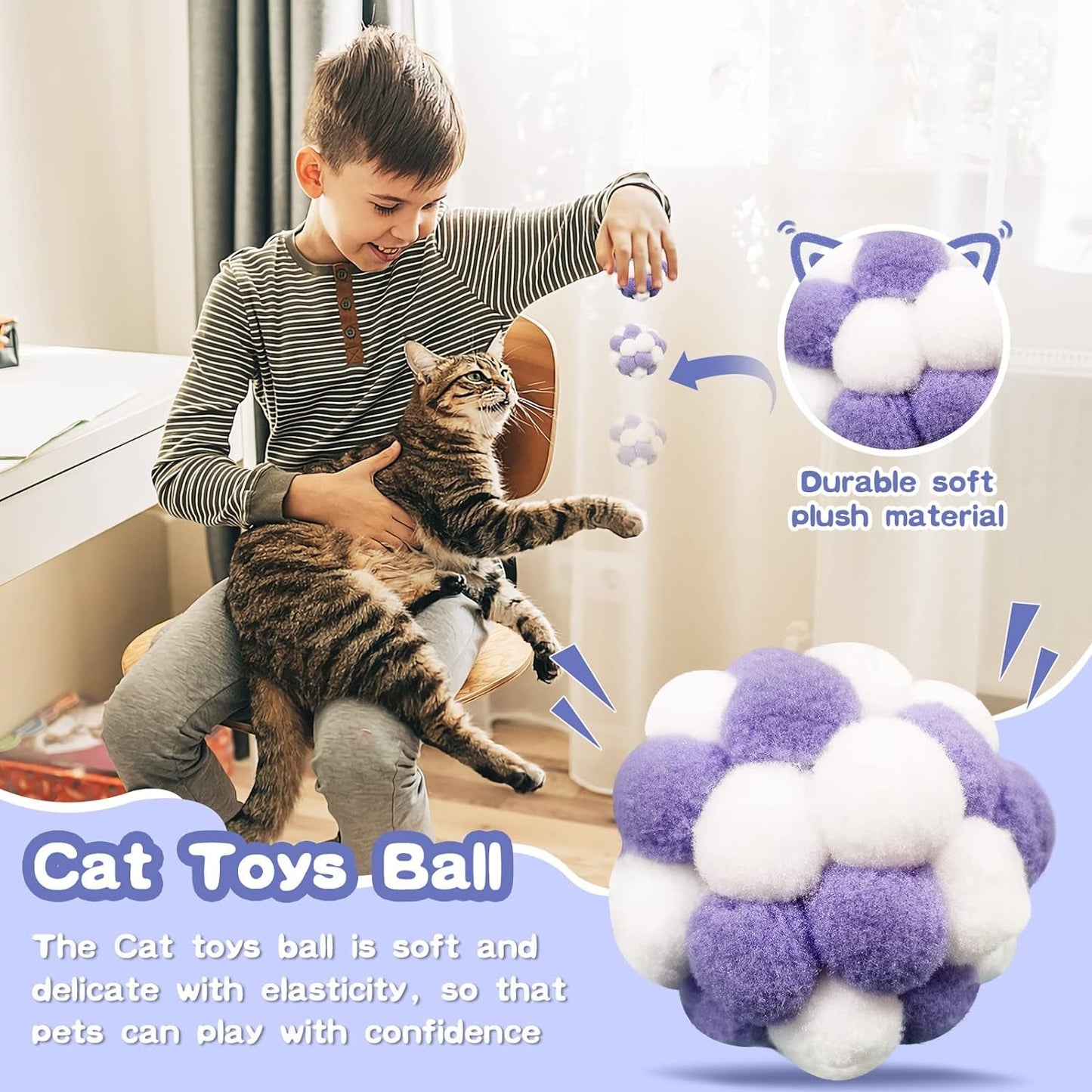 3 Pcs Ball Toy, Edible Cat Ball Double Ball for Cats Toy Rotatable Interactive Cat Kitten Toys of Indoor Cats for Soothe the Mood (W15)