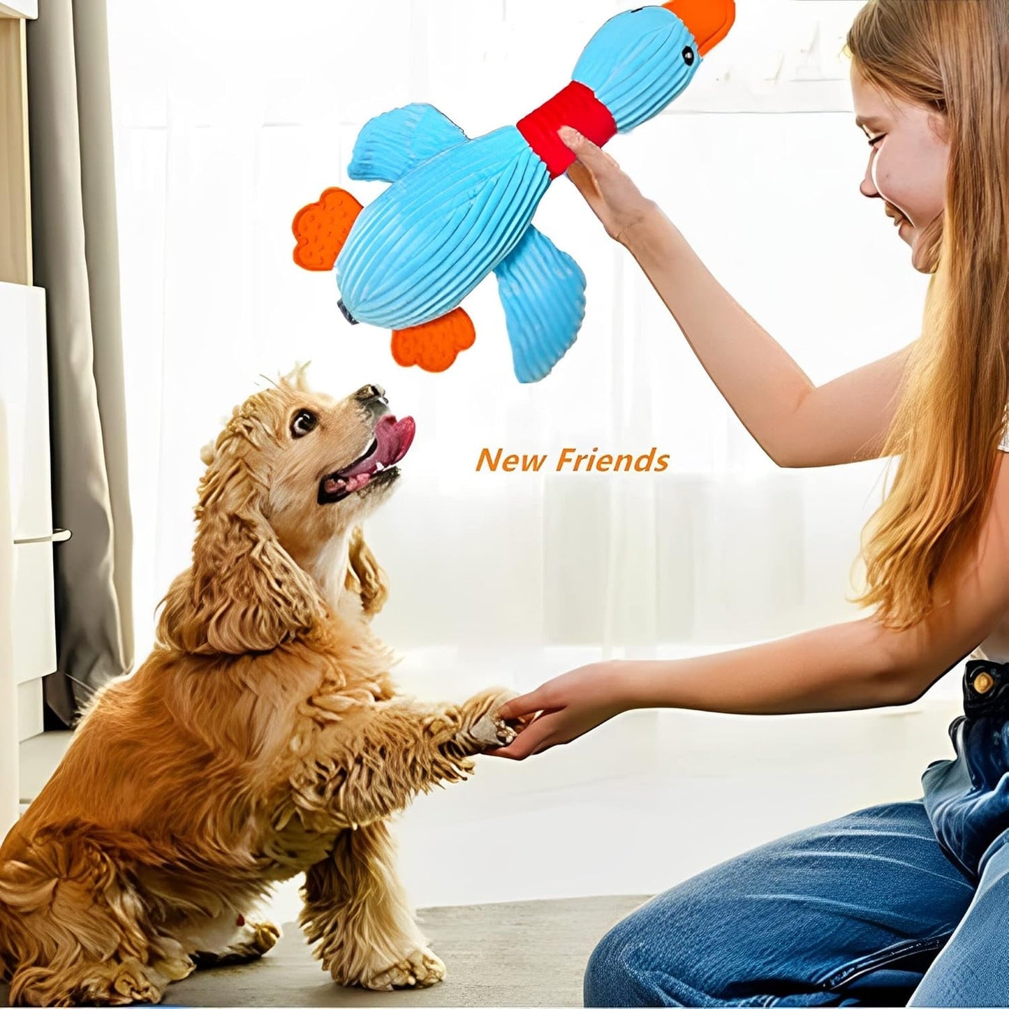 2023 Goose Indestructible Dog Toys for Aggressive Chewers Small Medium Large Breed, Crinkle Squeaky Dog Toys Plush Dog Toy Puppy Chew Toys for Teething, Duck Interactive Dog Puppy Toys