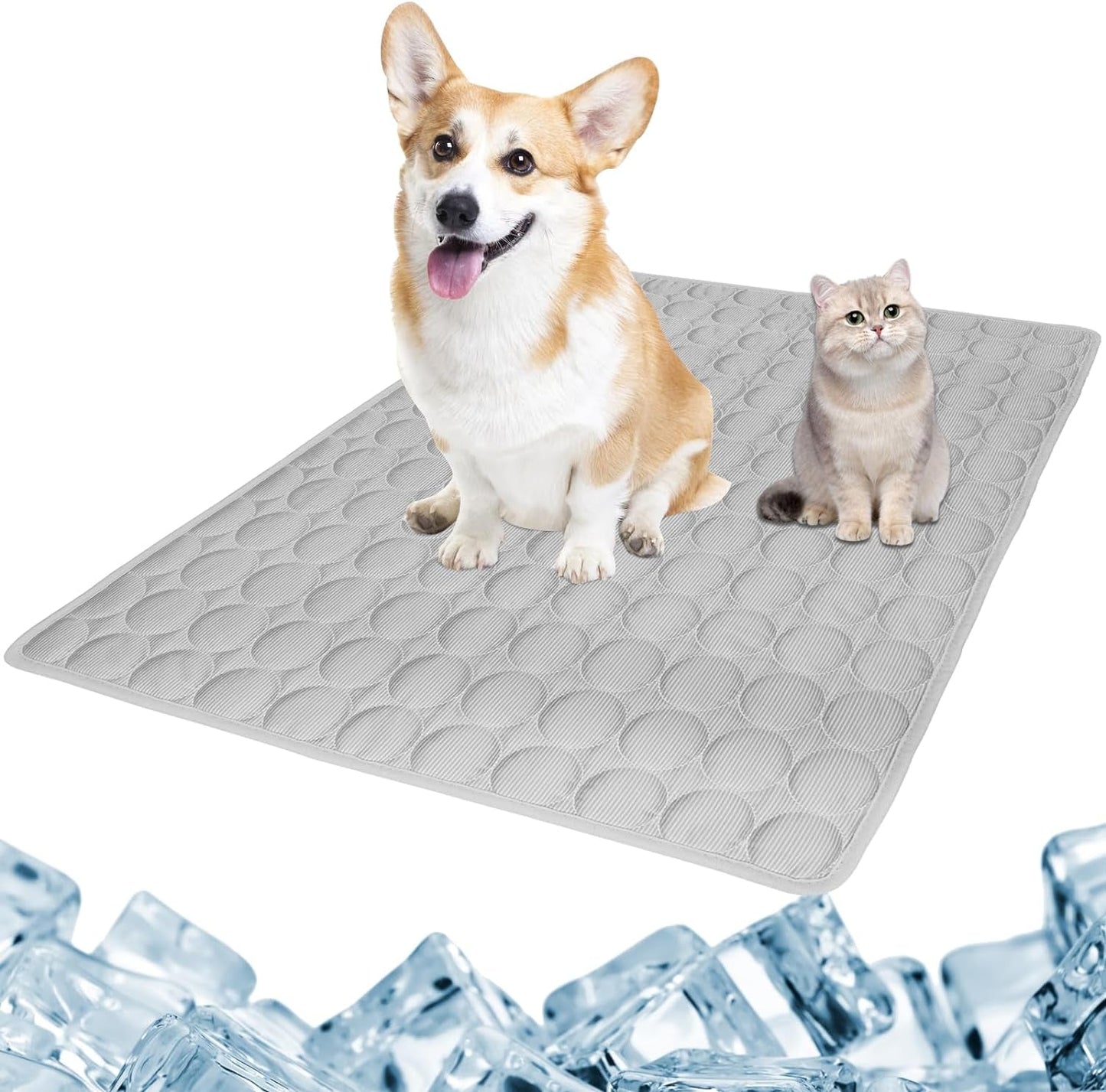 Dogs Cats Pet Cooling Mat, Summer Dog Cooling Pads Summer Sleeping Kennel Mat, Cooling Mat for Dogs Non-Slip for Indoor or Outdoor, Blue XL